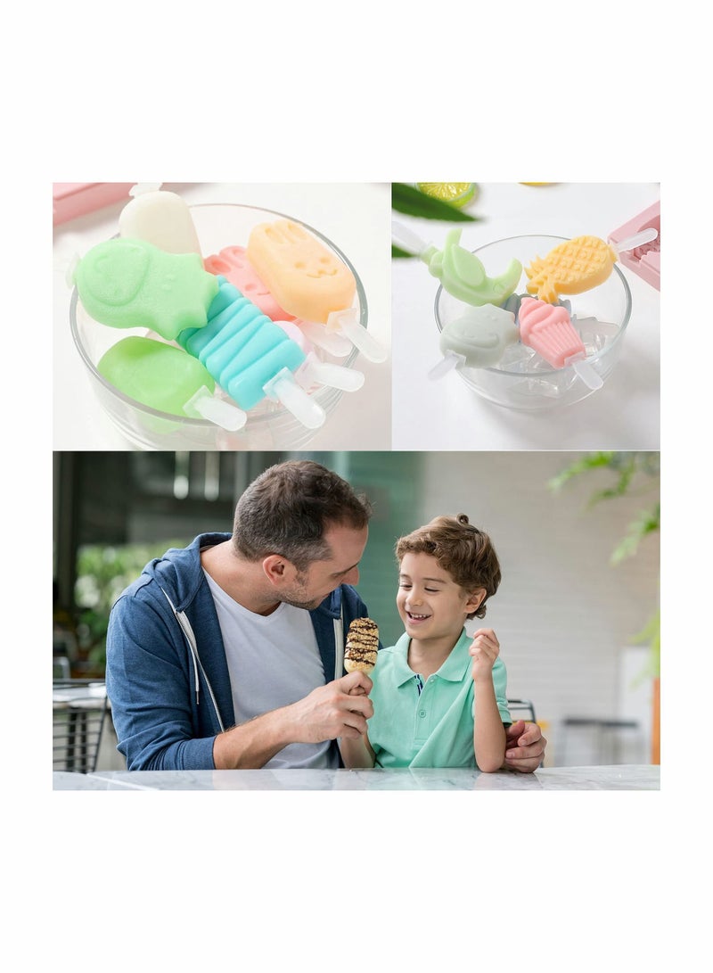 Ice Lolly Moulds - Silicone Cream Mould Reusable Popsicle Molds Set Non-Spill Lollies Makers DIY Pop for Kids Adults