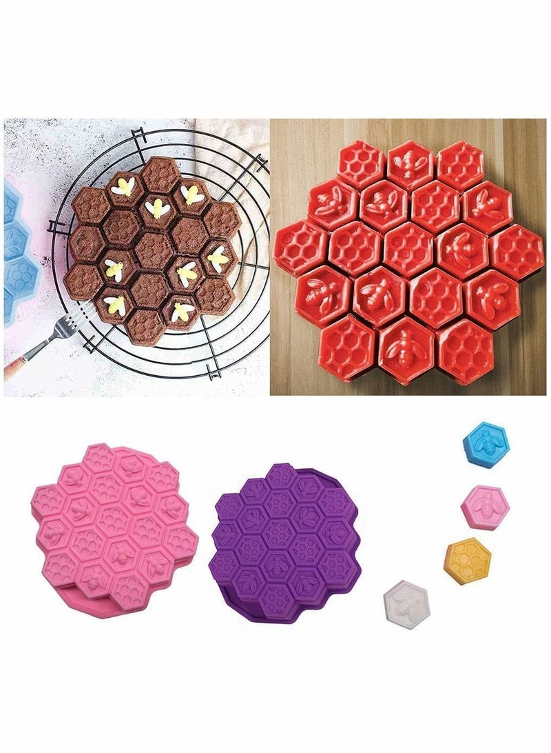 2 Pack Silicone Ice Molds Trays MoldReusable Bakeware Maker Stick Kitchen Baking Pans Cube for Making Candy Chocolate Muffin Cup, Pink & Purple