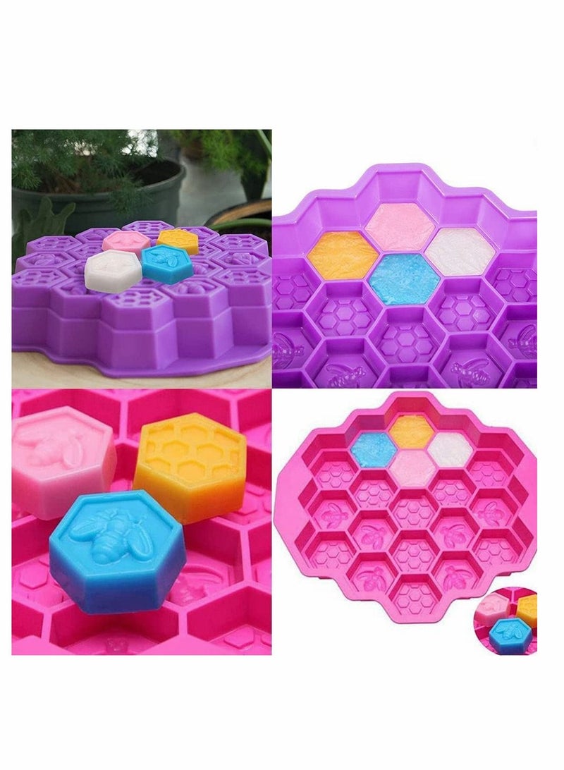 2 Pack Silicone Ice Molds Trays MoldReusable Bakeware Maker Stick Kitchen Baking Pans Cube for Making Candy Chocolate Muffin Cup, Pink & Purple