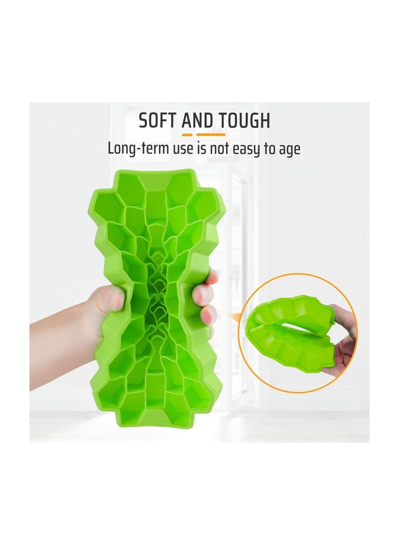 2-Piece Kitchen Ice Cube Tray Maker Flexible Base for Easy Release Use Spill Resistant Stackable Lid to Save Freezer Space Easy-Release Silicone and