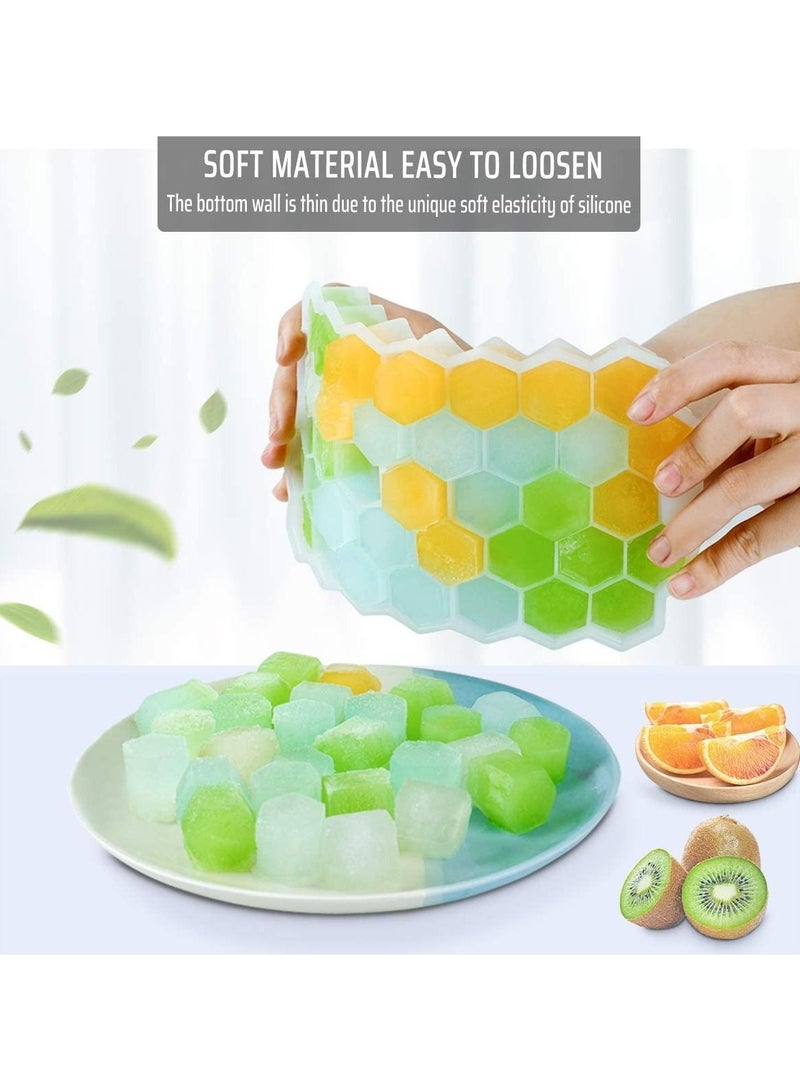 2-Piece Kitchen Ice Cube Tray Maker Flexible Base for Easy Release Use Spill Resistant Stackable Lid to Save Freezer Space Easy-Release Silicone and