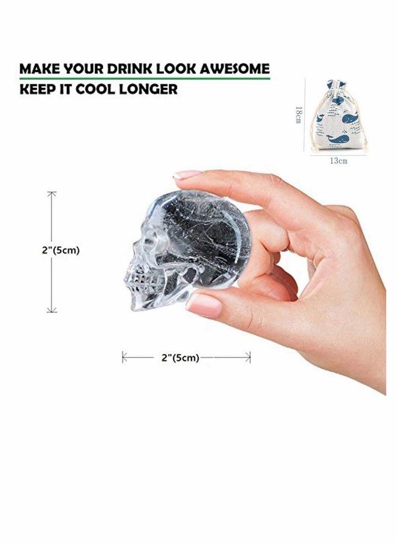 3D Skull Flexible Silicone Ice Cube Mold Tray, Makes Four Giant Skulls, Round Maker, Black- Pack of 1