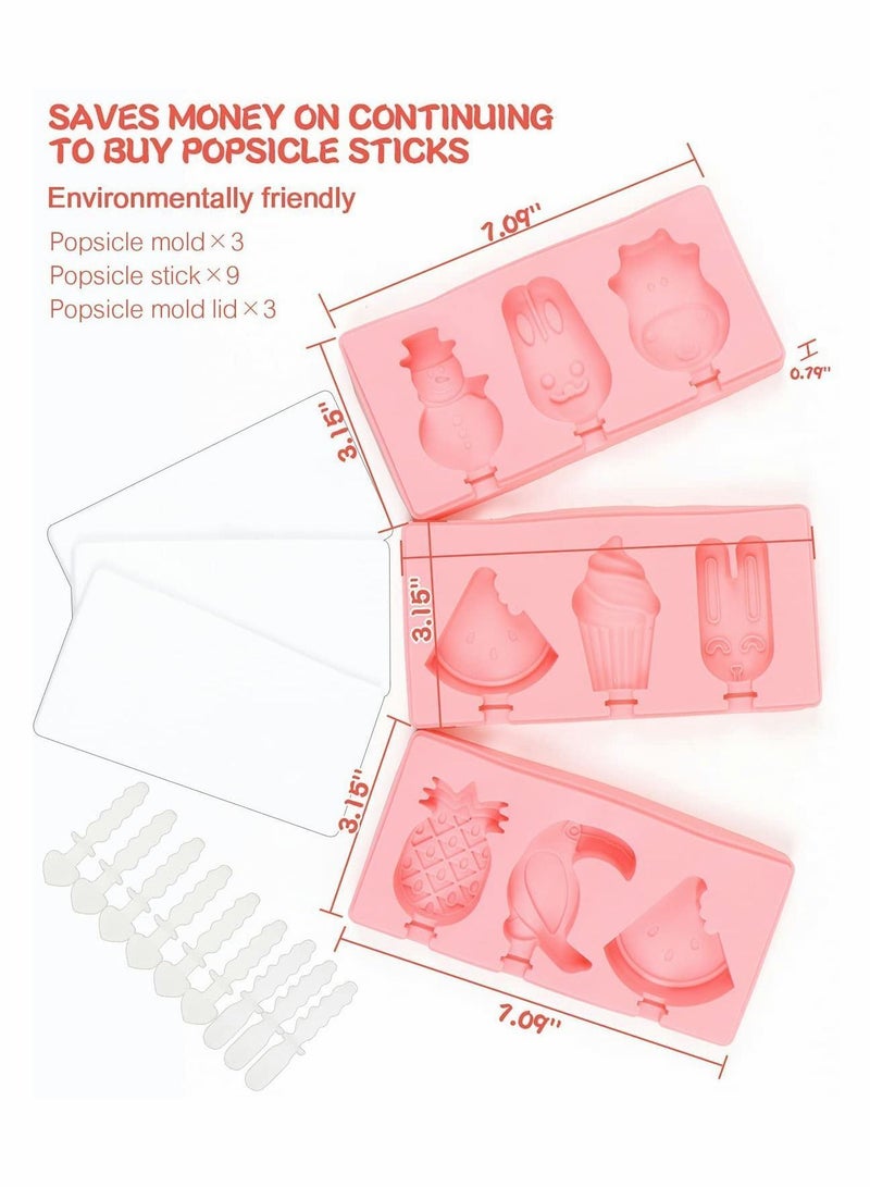 3 Packs Silicone Popsicle Molds for Kids