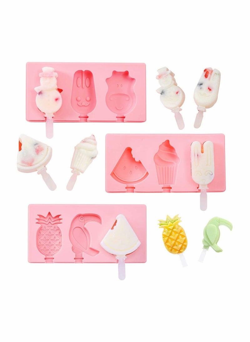 3 Packs Silicone Popsicle Molds for Kids