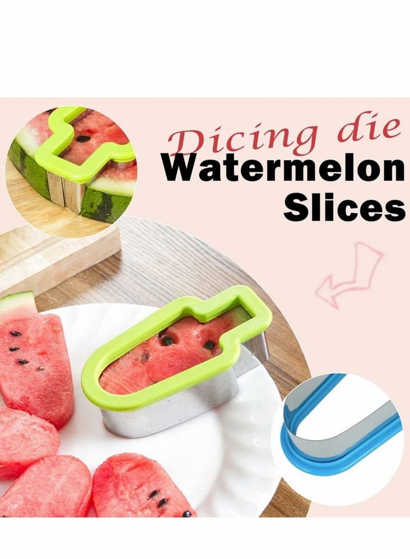 Popsicle Molds for Kids, 2 Pcs Shape Mold Watermelon Slice Model, Stainless Steel Fruit Cutter Kitchen Gadgets, Modeling Ice Lolly Moulds For Family Parties Camping