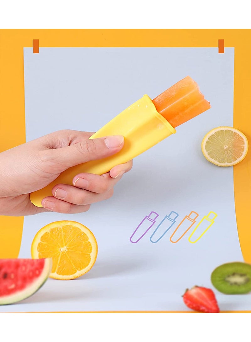 Silicone Popsicle Molds with Lids, 4 Pieces Ice Pop Molds, Food-grade and Reusable, Make Homemade Cream Yogurt Sticks Jelly Chocolate Quick Freezing Food Treats, Colors (Star)