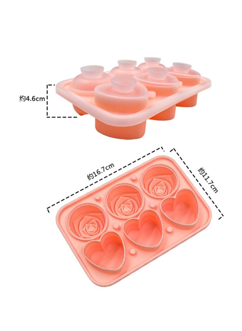 SYOSI Rose Ice Cube Mold Large Ices Cubes Tray Silicone Basketball Flower Heart Candy Chocolate Molds for Party Mothers Day Coffee Homemade Juice Pink