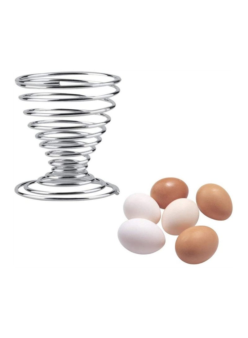 4 PCS Spring Egg Cup Holders, Stainless Steel Tray Cup, Mini Wire Holder, Stand Boiled Storage For Home Restaurant, Kitchen Tool (Silver)