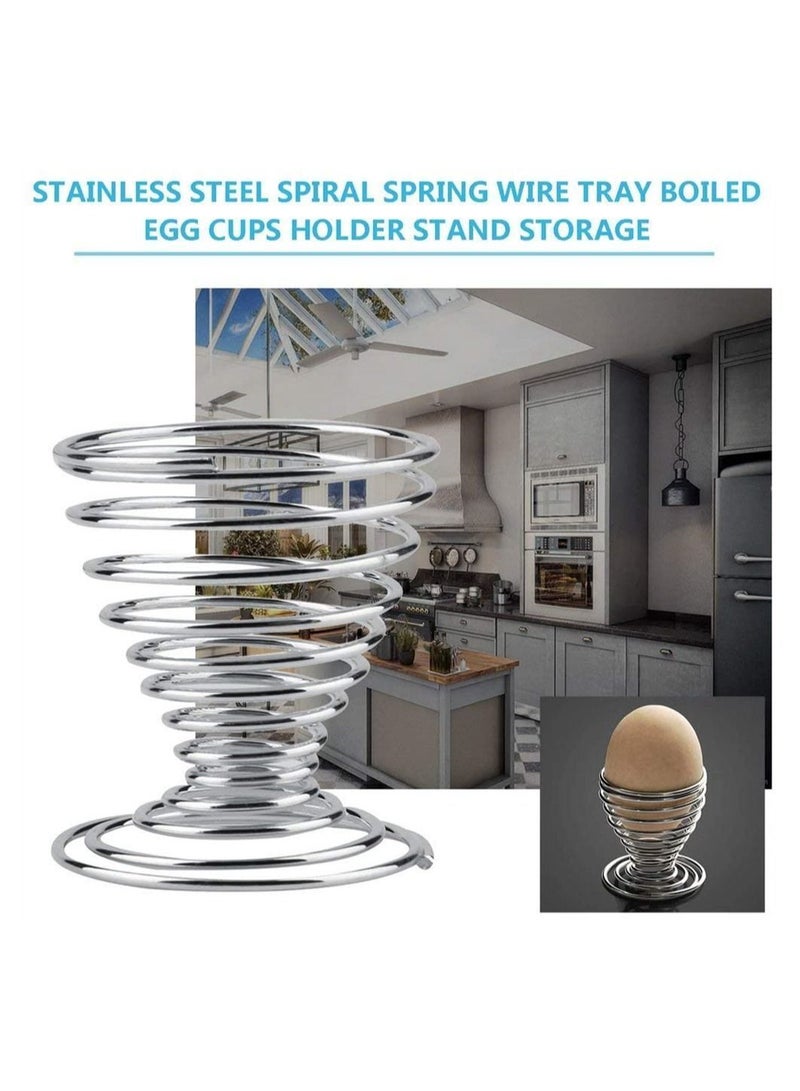 4 PCS Spring Egg Cup Holders, Stainless Steel Tray Cup, Mini Wire Holder, Stand Boiled Storage For Home Restaurant, Kitchen Tool (Silver)