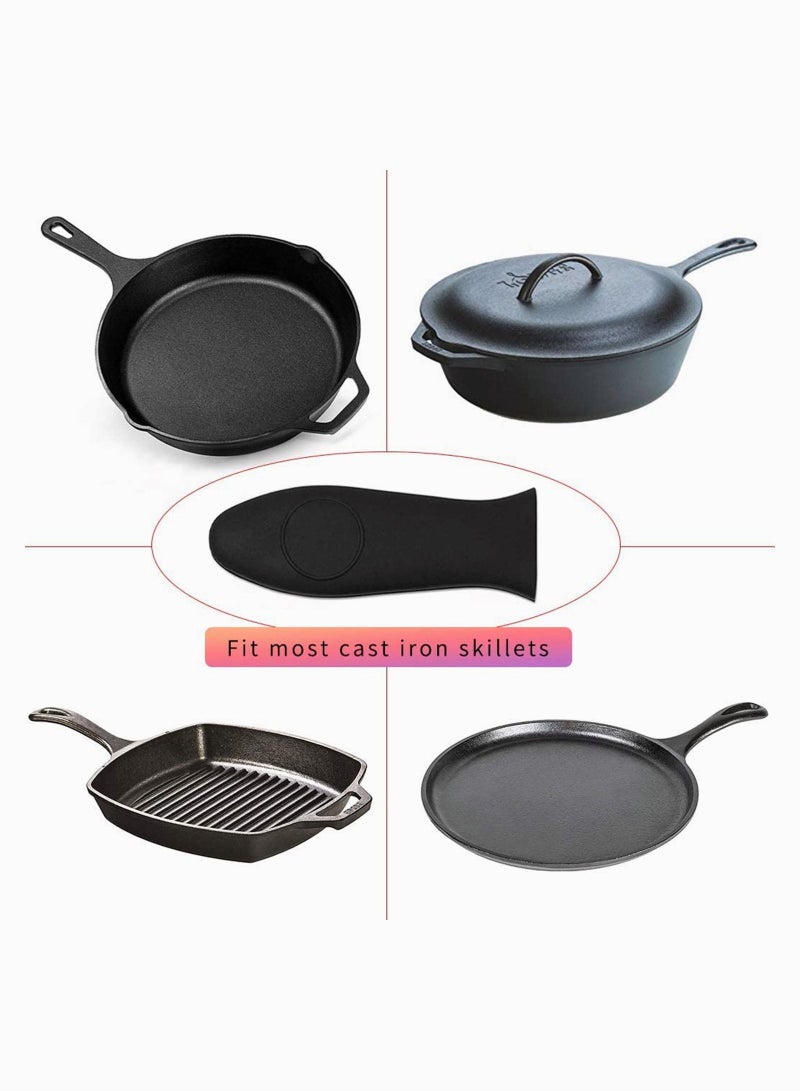 Silicone Hot Handle Holder, Assist Pan Holder for Cast Iron Skillets and Traditional Pots, Pot Woks, Frying Pans, Griddles, Skillets, Oven - Black