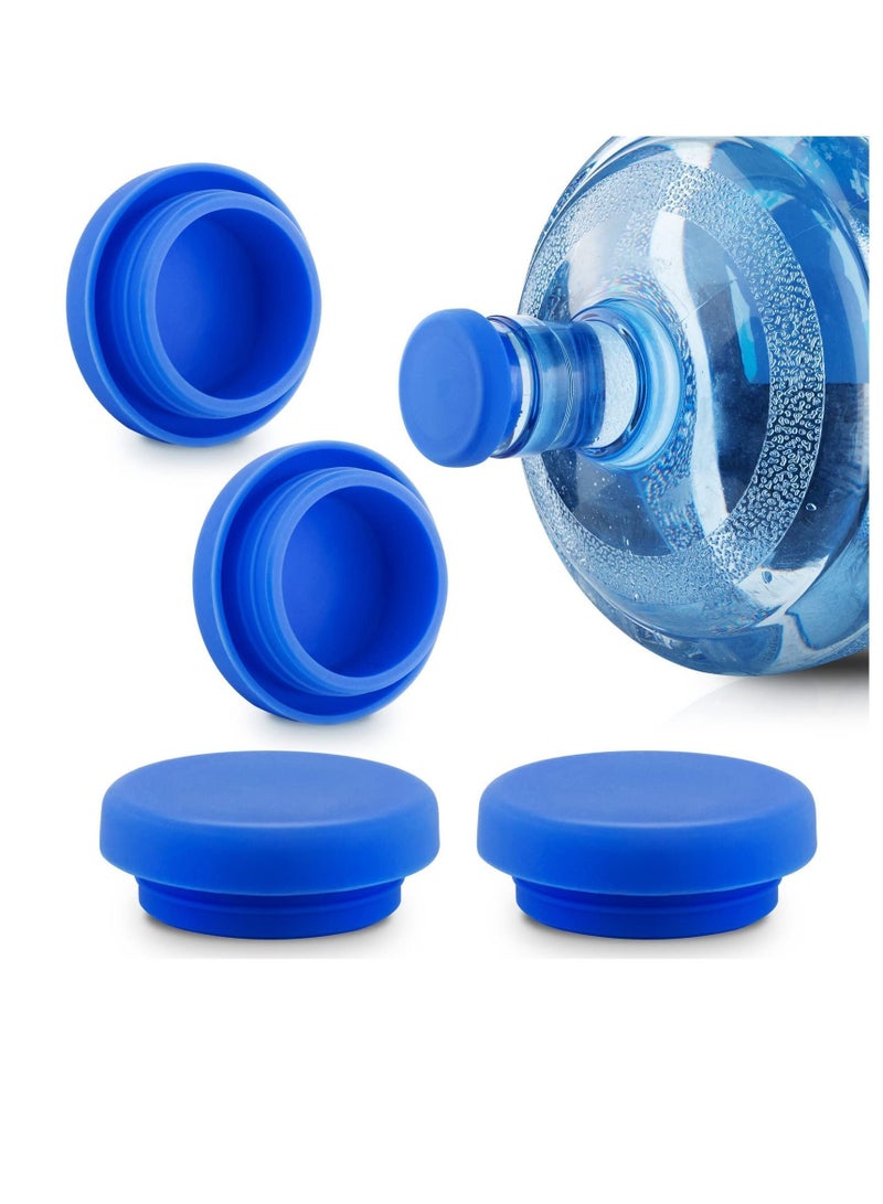 Water Jug Cap,5 Gallon Silicone Non-Spill Caps,Replacement Bottle Snap On Cap Anti Splash Peel, Plug Fits 55mm 18.9 Litres Bottles 4 Piece(Blue)