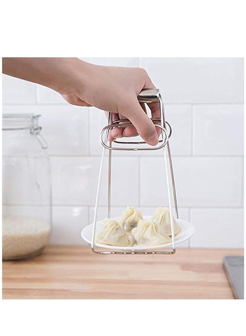 Kitchen Folding Hot Plate Gripper Dish Clip Tongs Stainless Steel Bowl Clips Pan Holder Clamp Holder, Not Deform and Has Good High Temperature Resistance Cleaning