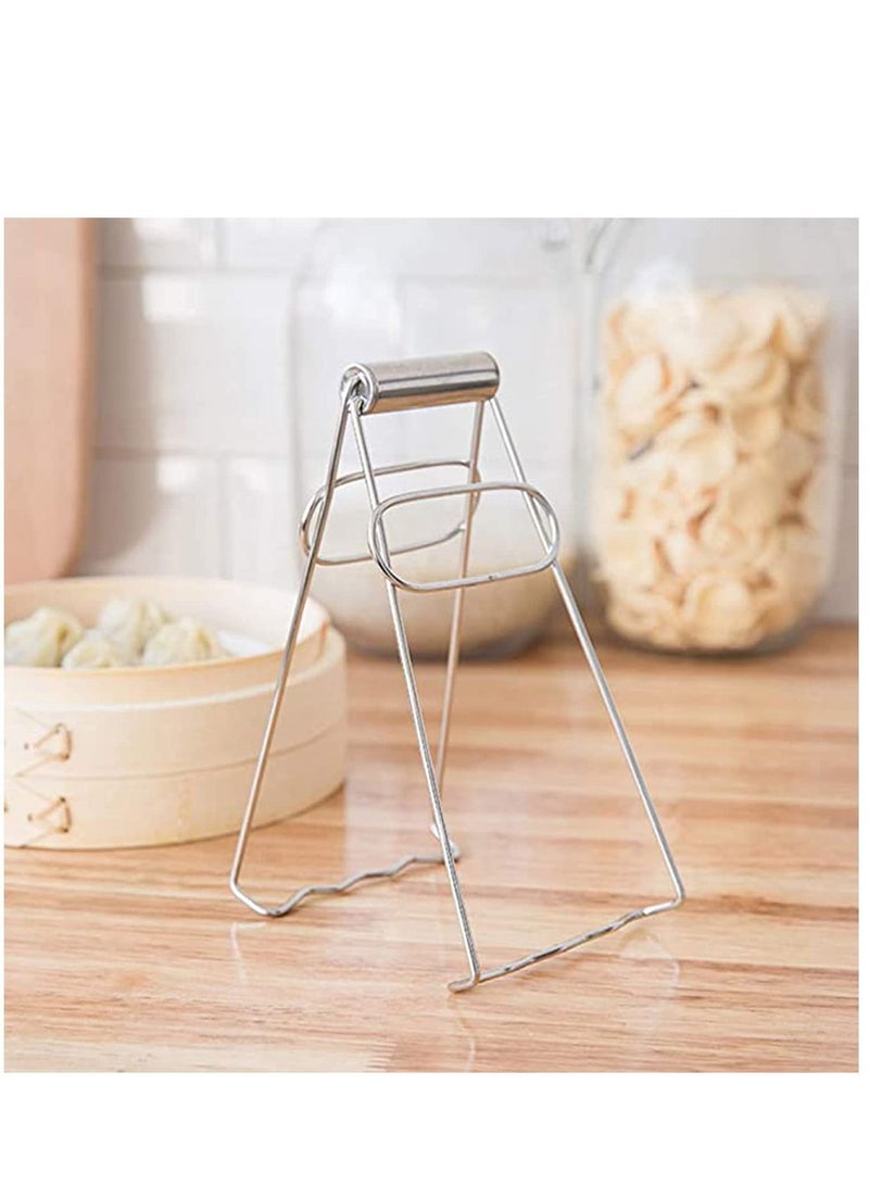 Kitchen Folding Hot Plate Gripper Dish Clip Tongs Stainless Steel Bowl Clips Pan Holder Clamp Holder, Not Deform and Has Good High Temperature Resistance Cleaning