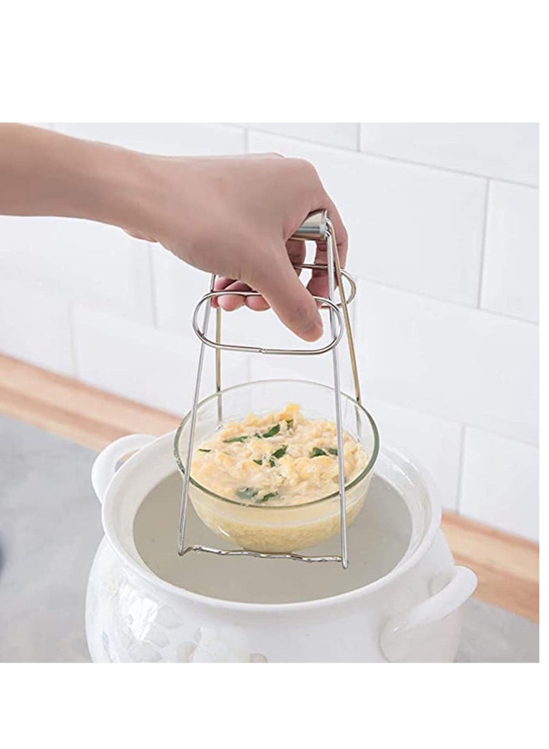 Kitchen Folding Hot Plate Gripper Dish Clip Tongs Stainless Steel Bowl Clips Pan Holder Clamp Holder, Not Deform and Has Good High Temperature Resistance Cleaning