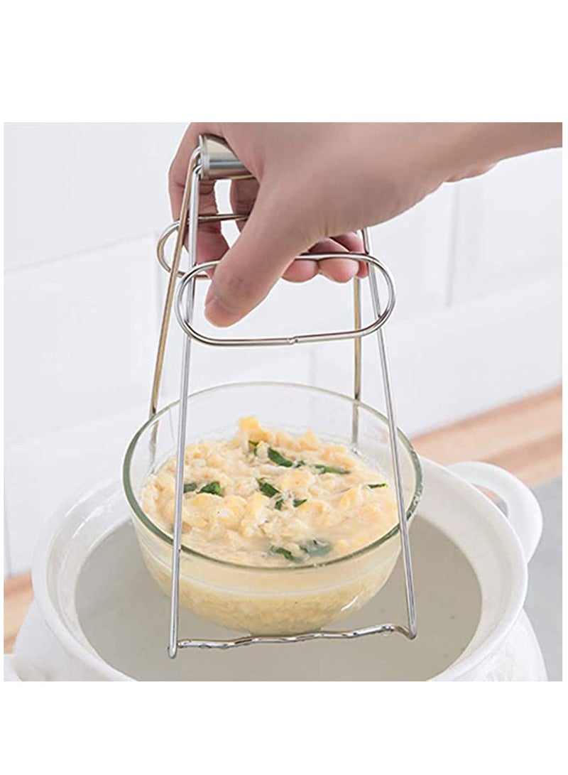 Kitchen Folding Hot Plate Gripper Dish Clip Tongs Stainless Steel Bowl Clips Pan Holder Clamp Holder, Not Deform and Has Good High Temperature Resistance Cleaning