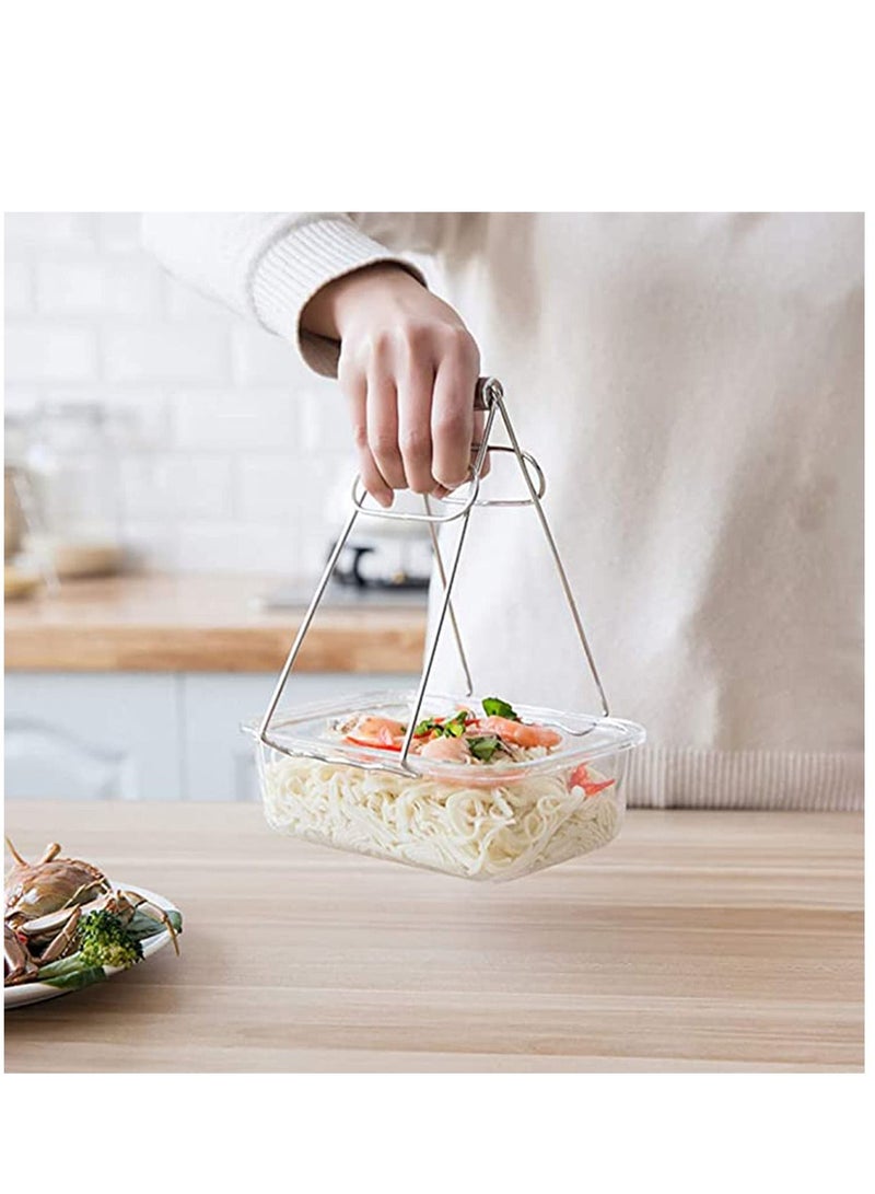 Kitchen Folding Hot Plate Gripper Dish Clip Tongs Stainless Steel Bowl Clips Pan Holder Clamp Holder, Not Deform and Has Good High Temperature Resistance Cleaning