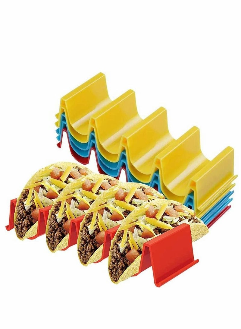 Taco Holder Stand, Truck Tray Style Rack Holds Up to 4 Tacos Each, ABS Health Material Very Hard and Sturdy, Dishwasher Top Safe, Microwave Safe Set of 6