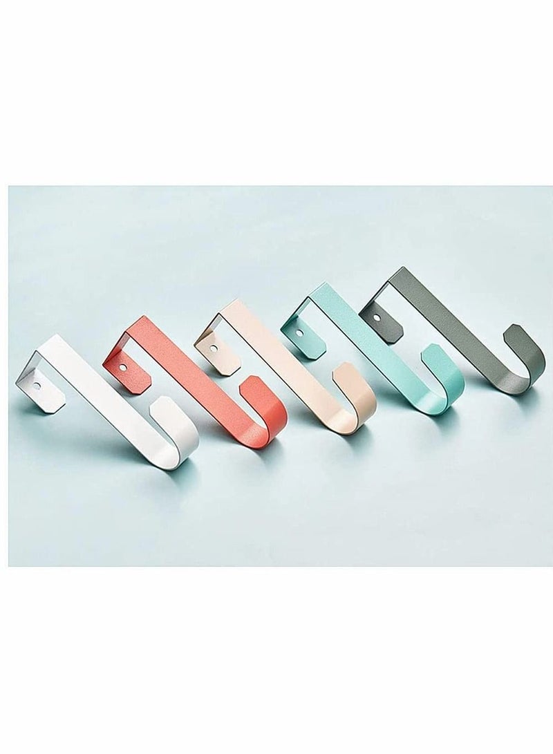 Nail Free Hook Behind The Door, Over Cabinet Hook, Packs Of 6 Colorful Durable Metal Door Hooks For And Closet Single Fits Widths Up To 4.2 CM