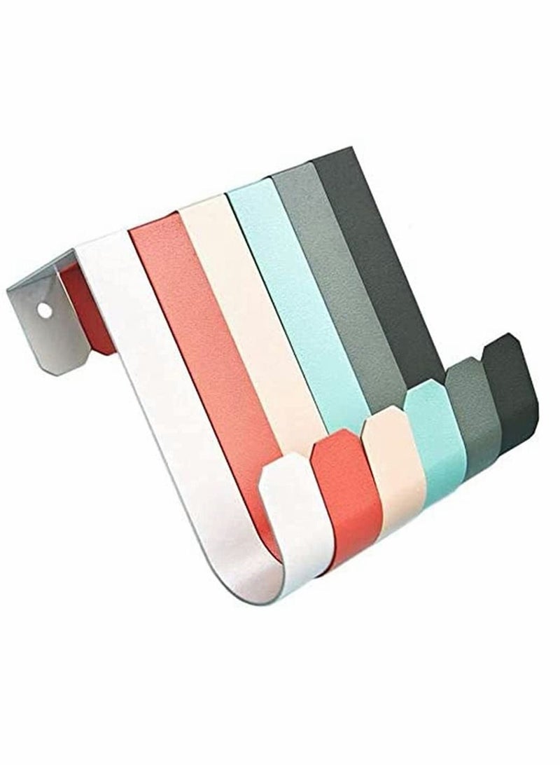 Nail Free Hook Behind The Door, Over Cabinet Hook, Packs Of 6 Colorful Durable Metal Door Hooks For And Closet Single Fits Widths Up To 4.2 CM