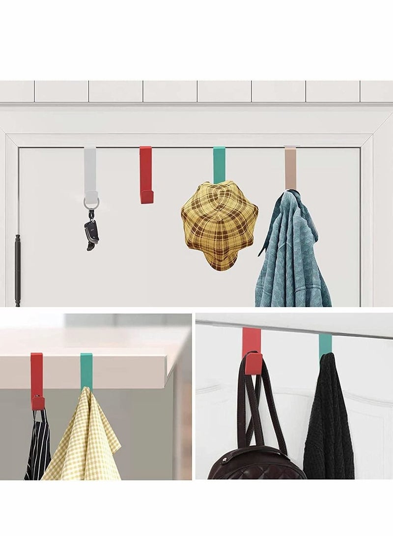 Nail Free Hook Behind The Door, Over Cabinet Hook, Packs Of 6 Colorful Durable Metal Door Hooks For And Closet Single Fits Widths Up To 4.2 CM