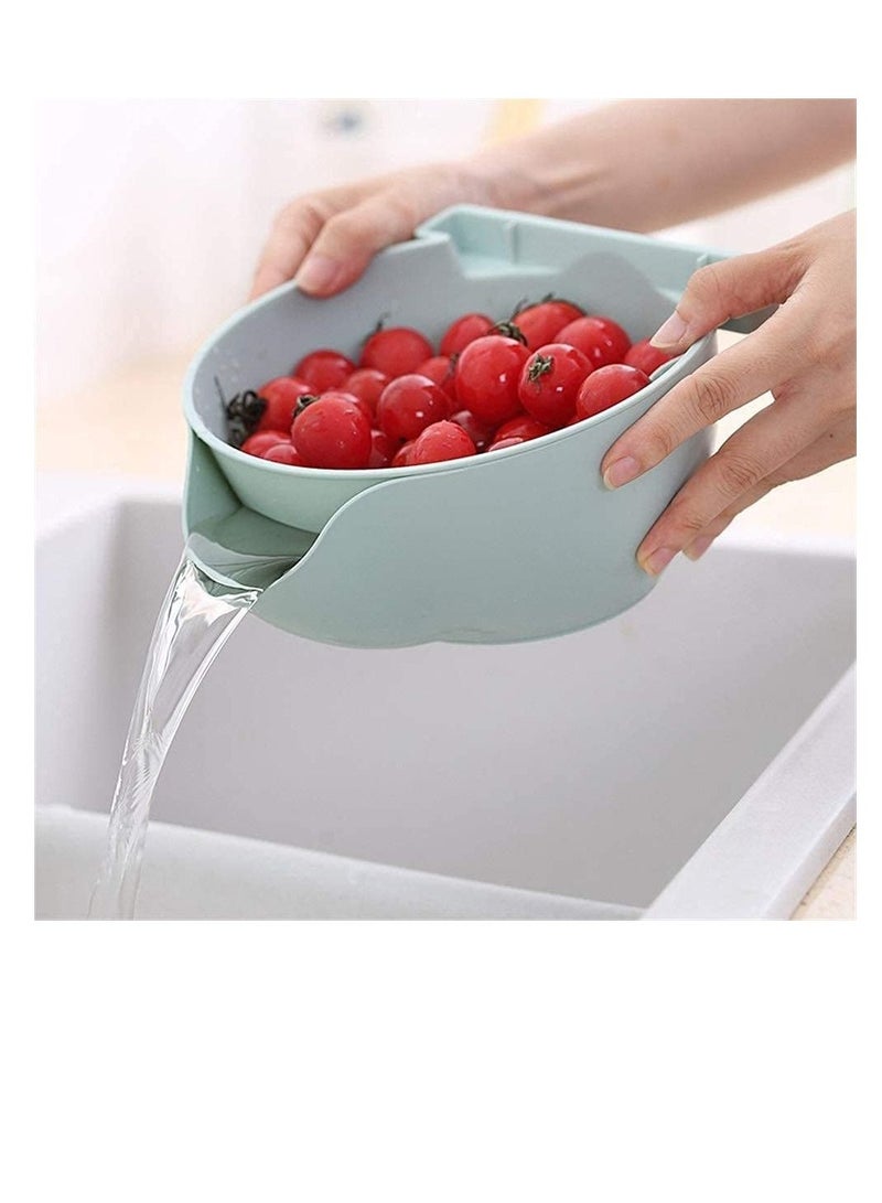 Double-Layer Melon Tray Plastic Dried Fruit Plate Layer Dry Containers Candy Seeds Tableware Snack Bowl Storage Box Lazy Artifact Chasing Seed Basket(Blue)