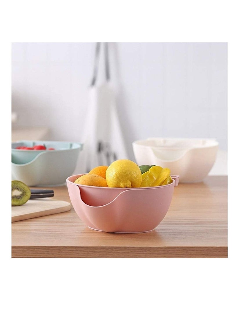 Double-Layer Melon Tray Plastic Dried Fruit Plate Layer Dry Containers Candy Seeds Tableware Snack Bowl Storage Box Lazy Artifact Chasing Seed Basket(Blue)