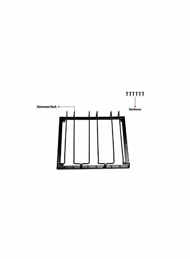 Goblet Rack - Under Cabinet Stemware Glass Holder Glasses Storage Hanger Metal Organizer for Kitchen Bar (3 Rows)