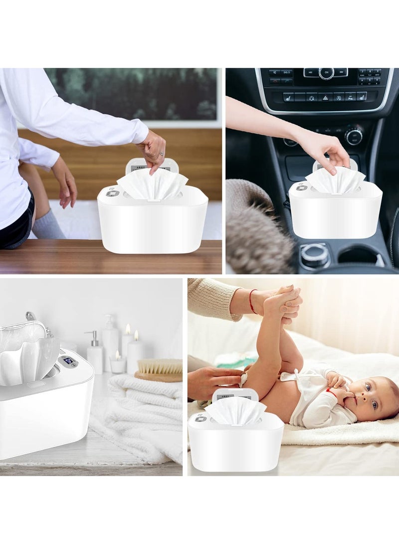 Wipe Warmer with Digital Display,Large Capacity Wipes Dispenser, 3 Modes of Temperature Heating Control,Warms Quickly and Evenly, Comfort and Safety for Baby（White）