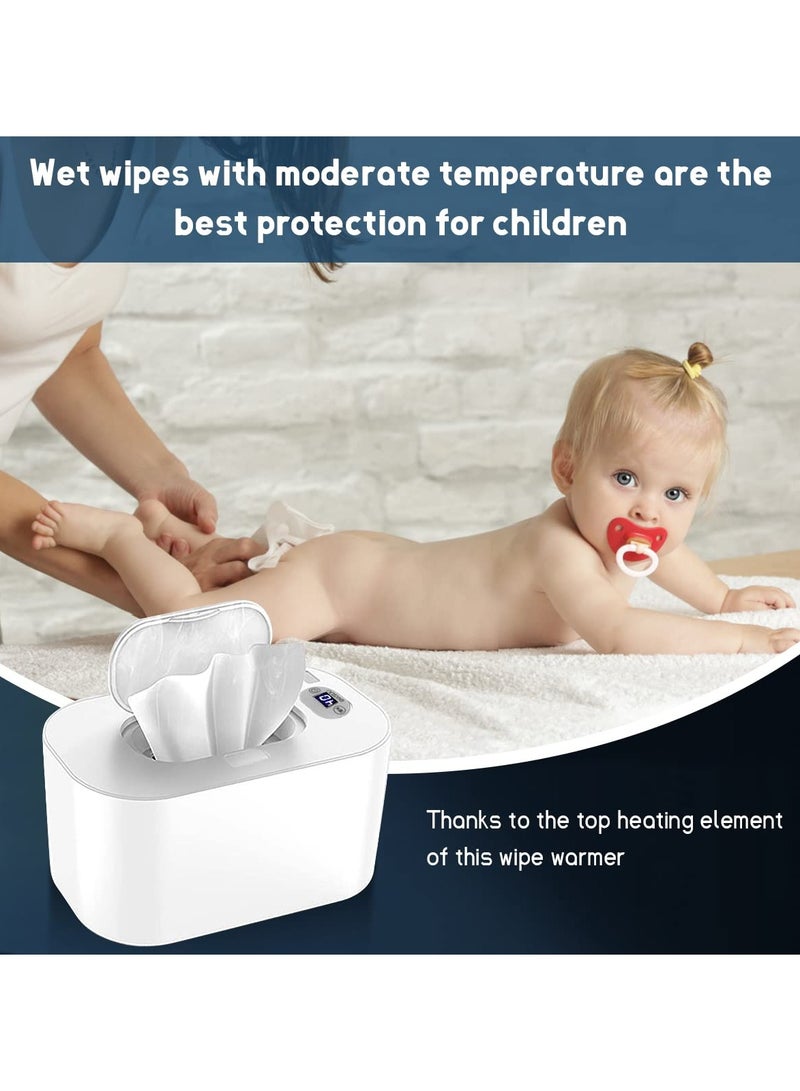 Wipe Warmer with Digital Display,Large Capacity Wipes Dispenser, 3 Modes of Temperature Heating Control,Warms Quickly and Evenly, Comfort and Safety for Baby（White）