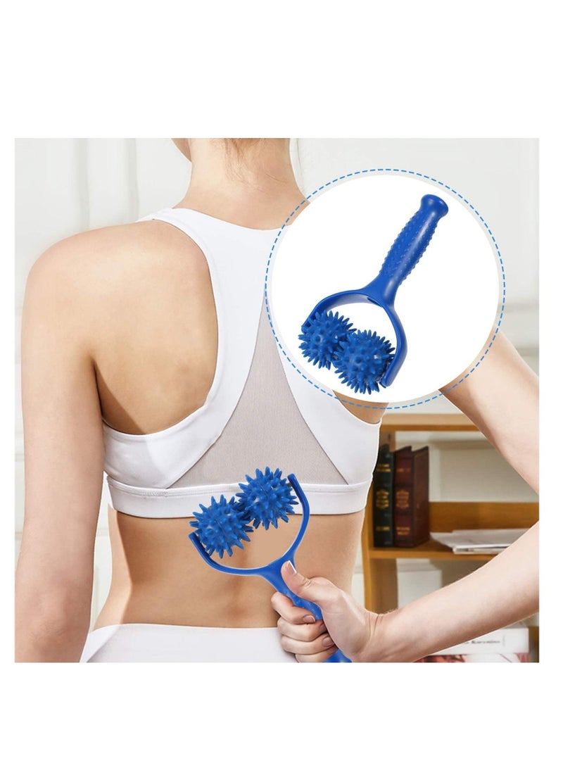 PVC Muscle Relaxer Roller Muscle Roller Stick Handheld Foam Roller Massager for Back Neck Arm Leg (Blue)