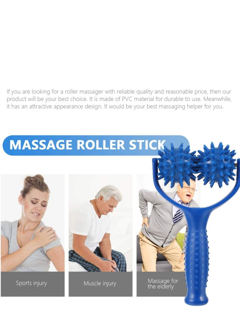 PVC Muscle Relaxer Roller Muscle Roller Stick Handheld Foam Roller Massager for Back Neck Arm Leg (Blue)