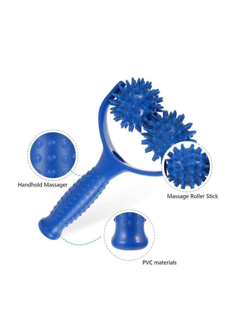 PVC Muscle Relaxer Roller Muscle Roller Stick Handheld Foam Roller Massager for Back Neck Arm Leg (Blue)