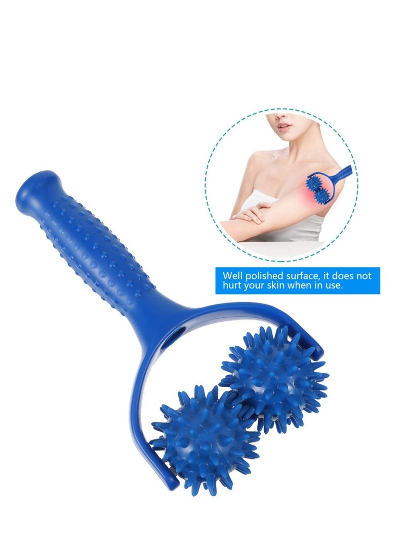 PVC Muscle Relaxer Roller Muscle Roller Stick Handheld Foam Roller Massager for Back Neck Arm Leg (Blue)