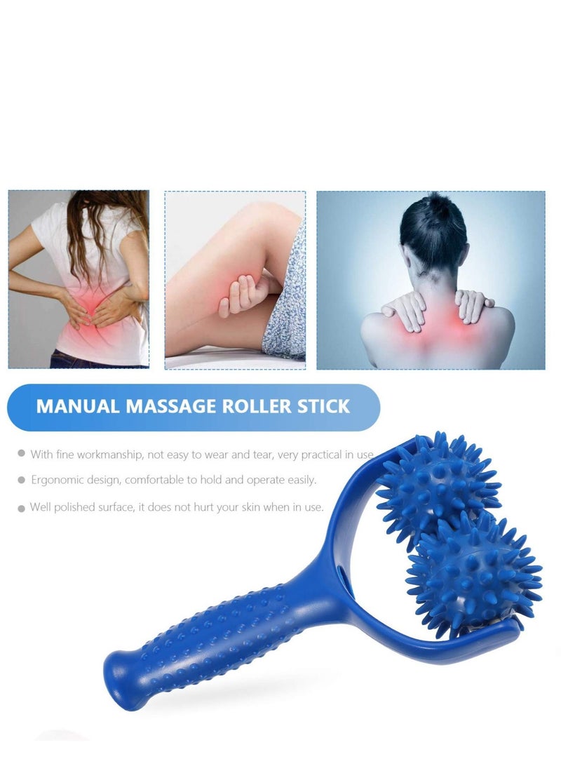 PVC Muscle Relaxer Roller Muscle Roller Stick Handheld Foam Roller Massager for Back Neck Arm Leg (Blue)