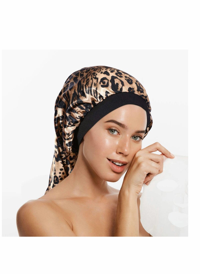 3 Pack Long Satin Bonnet Sleep Cap, Soft Elastic Band Loose Cap Bonnets for Long Hair, Braids, Dreadlocks, Curly Hair