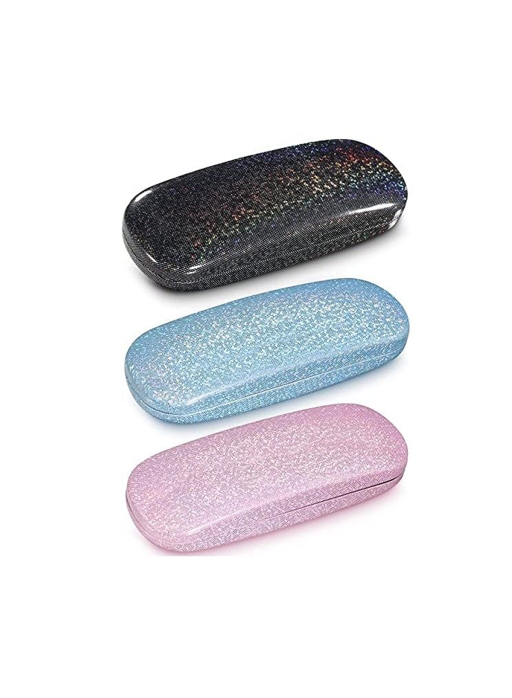 3 Pieces Hard Shell Glasses Cases Eyeglasses Sunglasses Case with Eyeglass Cleaning Cloth