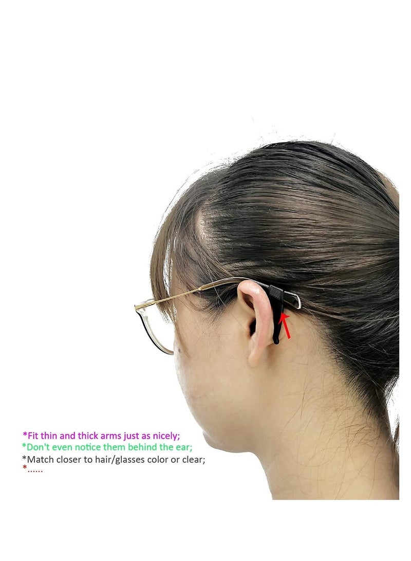Anti-Slip Eyeglass Ear Grips Hook Comfortable,Eyeglasses Retainers,Silicone Elastic Eyeglasses Temple,For Eyewear Sunglasses Spectacles Glasses,Sports Eyeglasses 10 Pairs (Black)