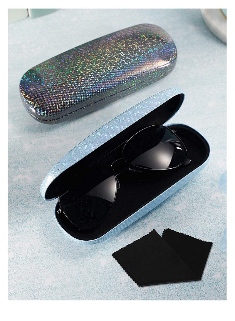 3 Pieces Hard Shell Glasses Cases Eyeglasses Sunglasses Case with Eyeglass Cleaning Cloth