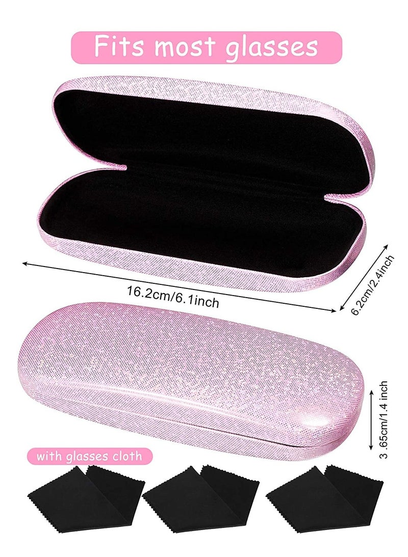 3 Pieces Hard Shell Glasses Cases Eyeglasses Sunglasses Case with Eyeglass Cleaning Cloth