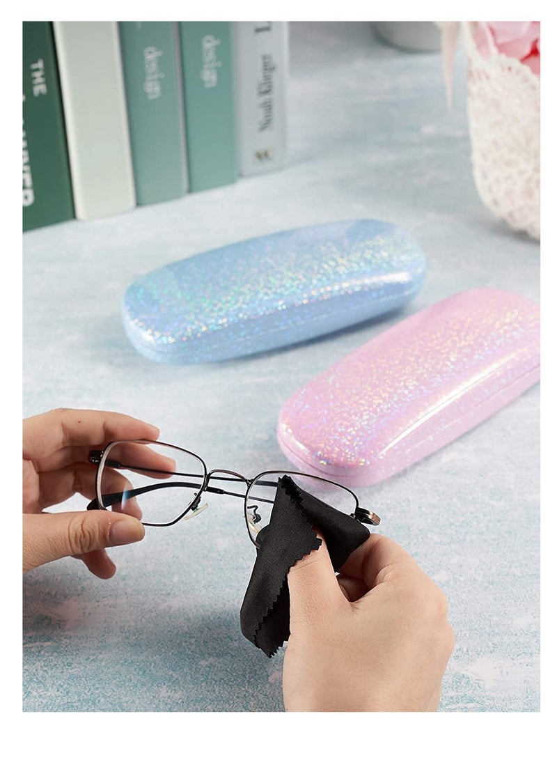 3 Pieces Hard Shell Glasses Cases Eyeglasses Sunglasses Case with Eyeglass Cleaning Cloth