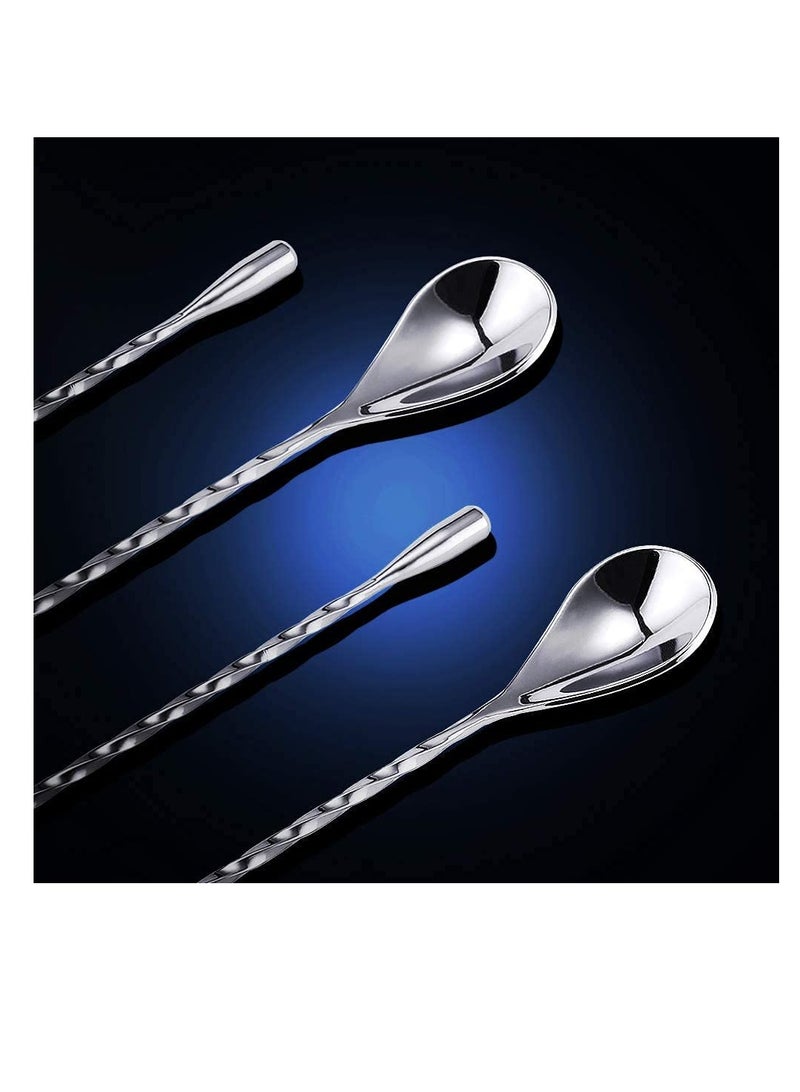 12 Inch (About 30.5 Cm) Bar Spoon, Stainless Steel Mixing Spoon, Spiral Pattern Bar Spoon (2 PCS)