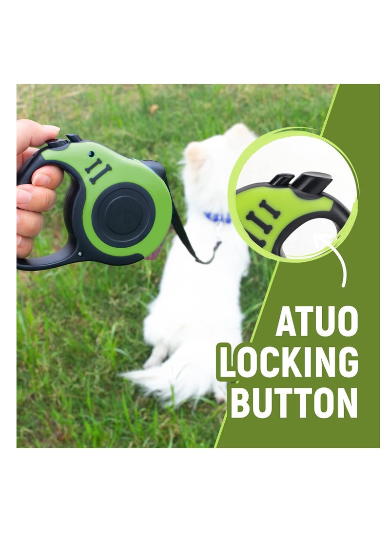 Retractable Dog Leash Automatic Telescopic Tractor Dog Tape, Pet Tape 16 FT Durable and Convenient, with Non-Slip Handle, Tangle Free, Pause and Lock, Suitable for Small and Medium-Sized Dogs