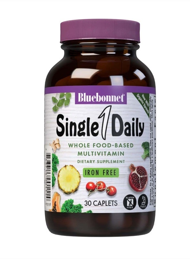 Nutrition Super Earth* Single Daily* Multiple (Iron Free), for Daily Nutritional Support*, Gluten-Free, Kosher Certified, Dairy Free, Vegetarian Friendly, 30 Caplets, 30 Servings