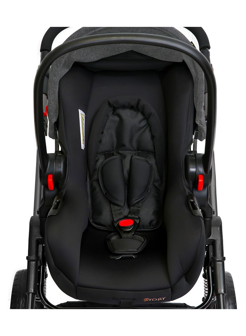 3 In1 Pram Stroller Sleeping Bassinet And Spill Proof Mat For 0 - 3 Years Grey