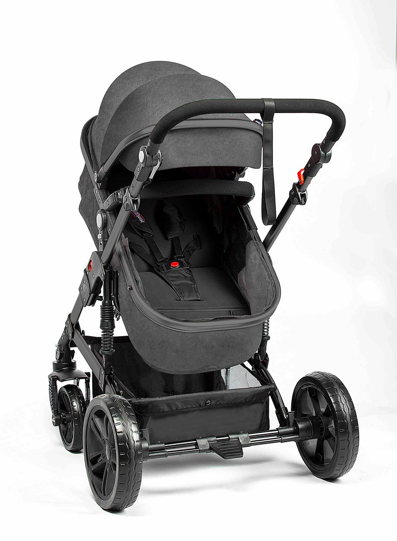 3 In1 Pram Stroller Sleeping Bassinet And Spill Proof Mat For 0 - 3 Years Grey