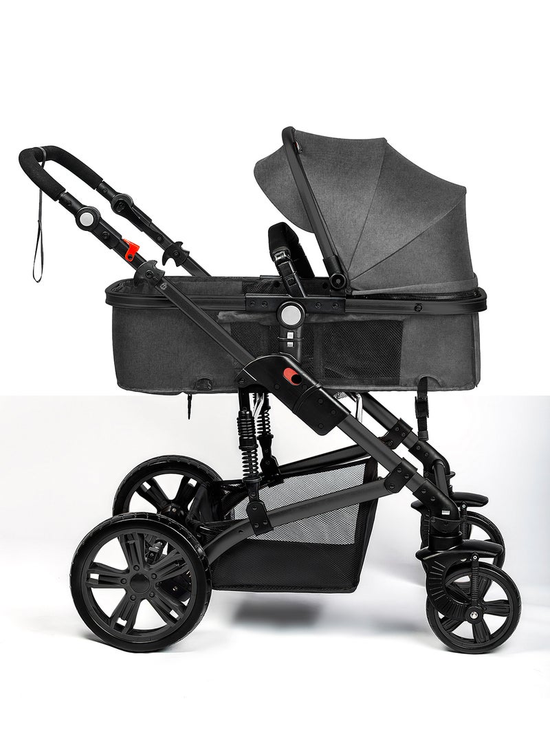 3 In1 Pram Stroller Sleeping Bassinet And Spill Proof Mat For 0 - 3 Years Grey