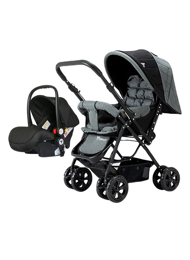 Reversible Trip Stroller And Infant Car Seat Wide Canopy And Seat - Grey