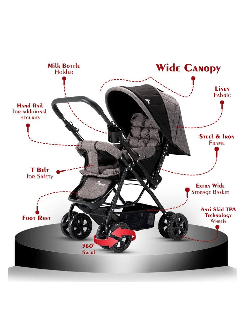 Reversible Travel System With Ergonomically Designed Baby Car Seat - Khaki