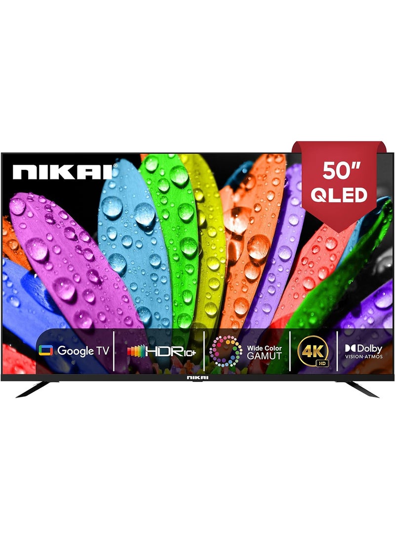 50 Inch 4K QLED Ultra HD Smart Google TV, Hands Free Voice Control, Game Master, Dolby Vision + Atmos, 4K HDR10+, Effortless Connectivity With Android & Apple Devices NPROG50QLED Black