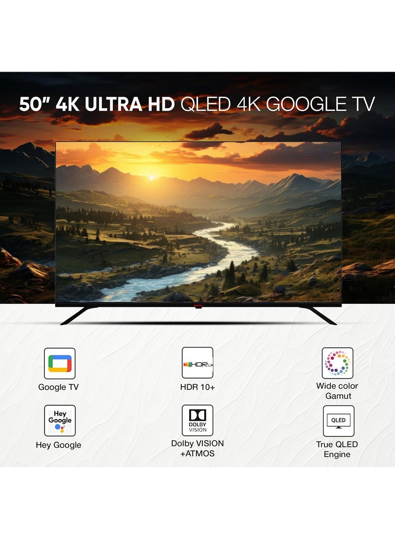 50 Inch 4K QLED Ultra HD Smart Google TV, Hands Free Voice Control, Game Master, Dolby Vision + Atmos, 4K HDR10+, Effortless Connectivity With Android & Apple Devices NPROG50QLED Black